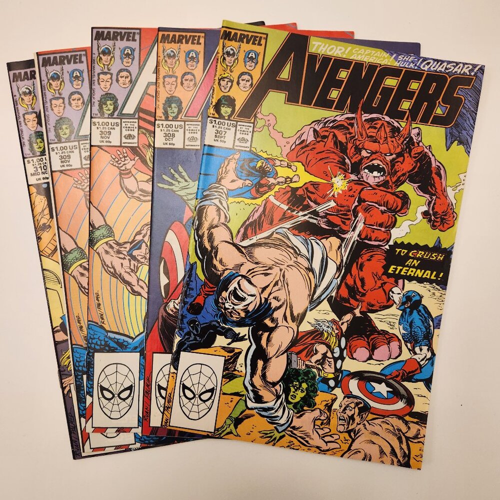 Lot of 5 The Avengers Comic Books 307 308 309 (x2) 310 Marvel Comics 1989 Run